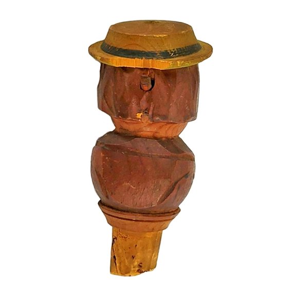 Vintage ANRI Hand Carved Mechanical Wooden Bottle Wine Stopper Hand Painted - Picture 5 of 7